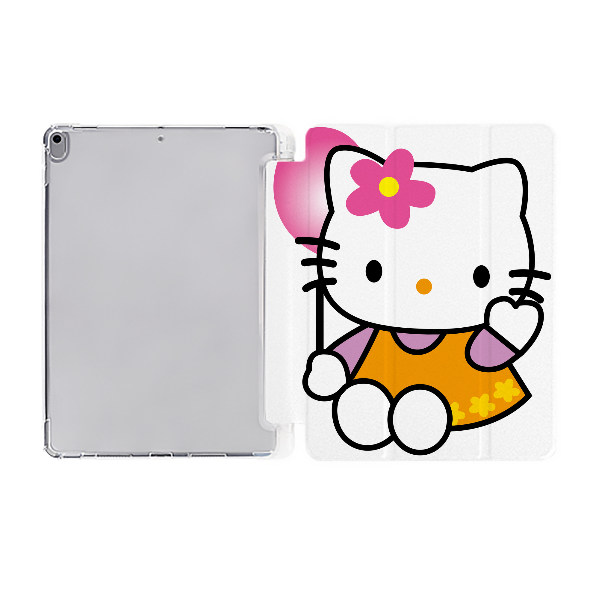 （画像用） Hello Kitty ハローキティ IPad ケース ペン収納付き 三つ折りスタンド PUレザー×シリコン 対応機種9.5/10.5/10.9インチ